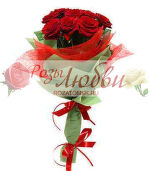 №10. Красные розы (7 шт.), зелень и стильная упаковка.